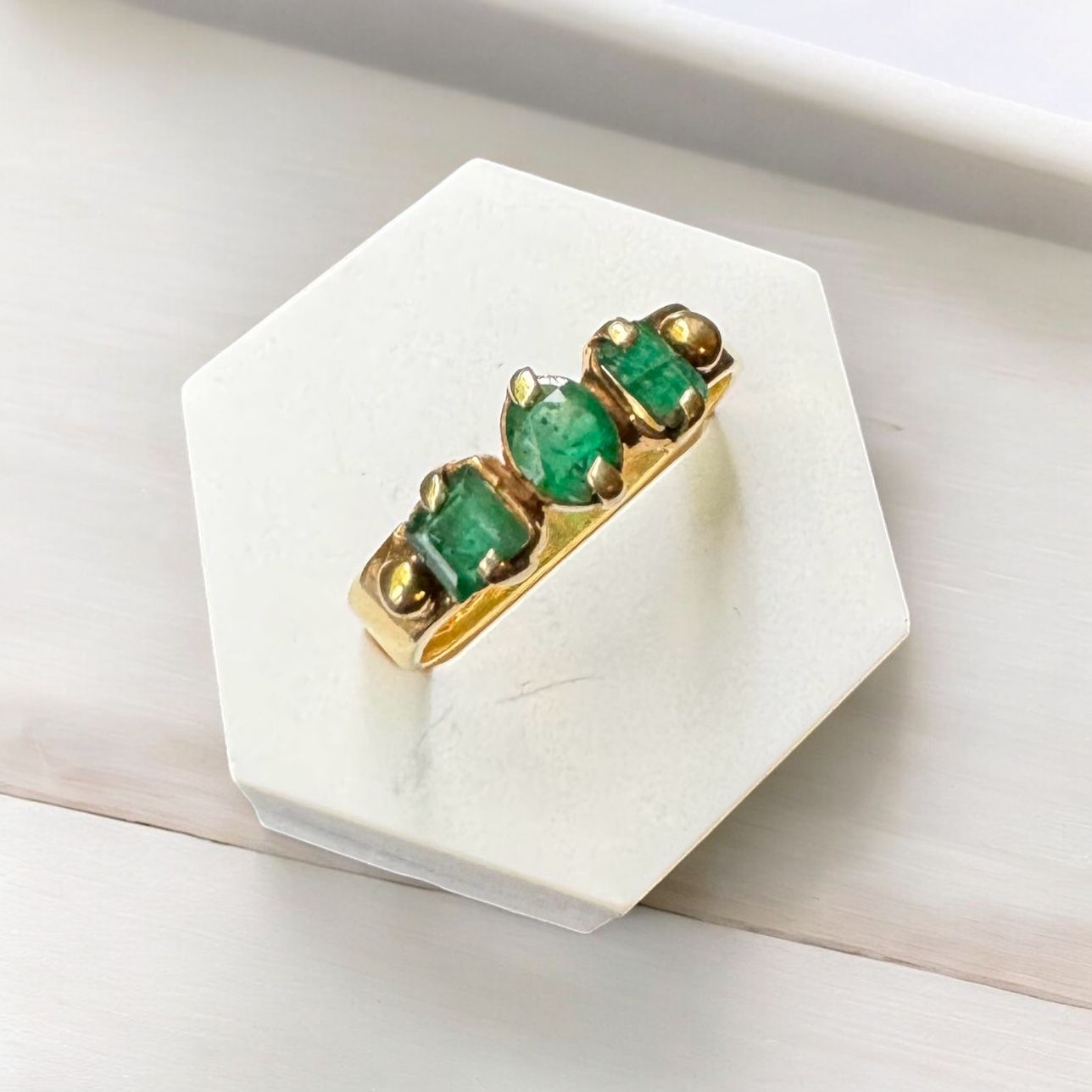 Afghanische Smaragd 925er Silberring vergoldet