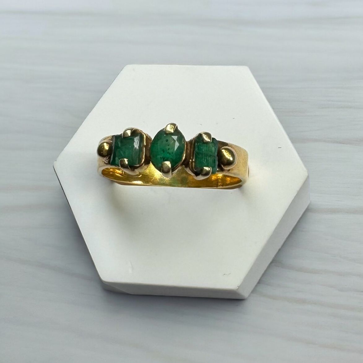 Afghanische Smaragd 925er Silberring vergoldet – Bild 3