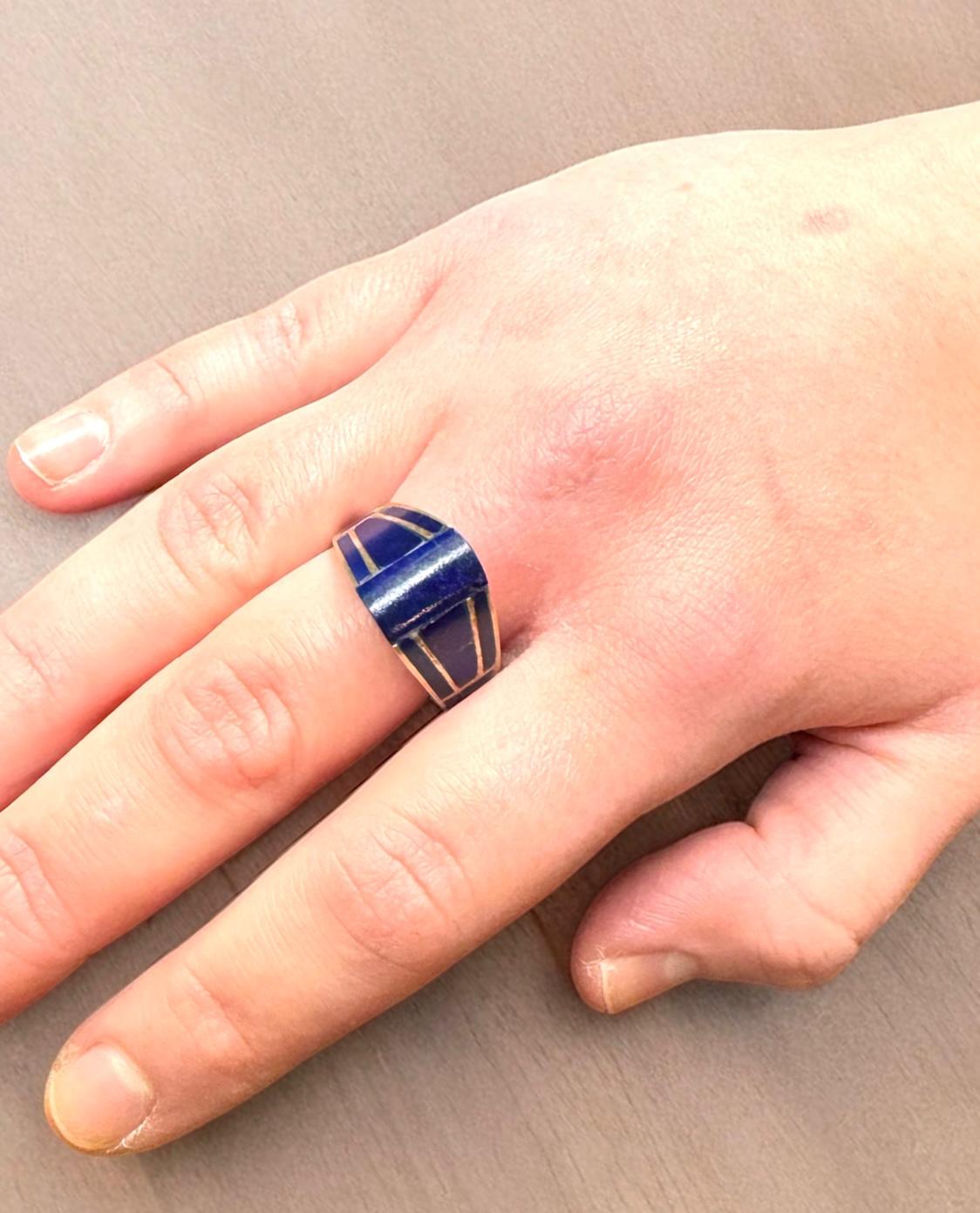 Lapislazuli 925 er Silberring Ring Größe 62 – Bild 2