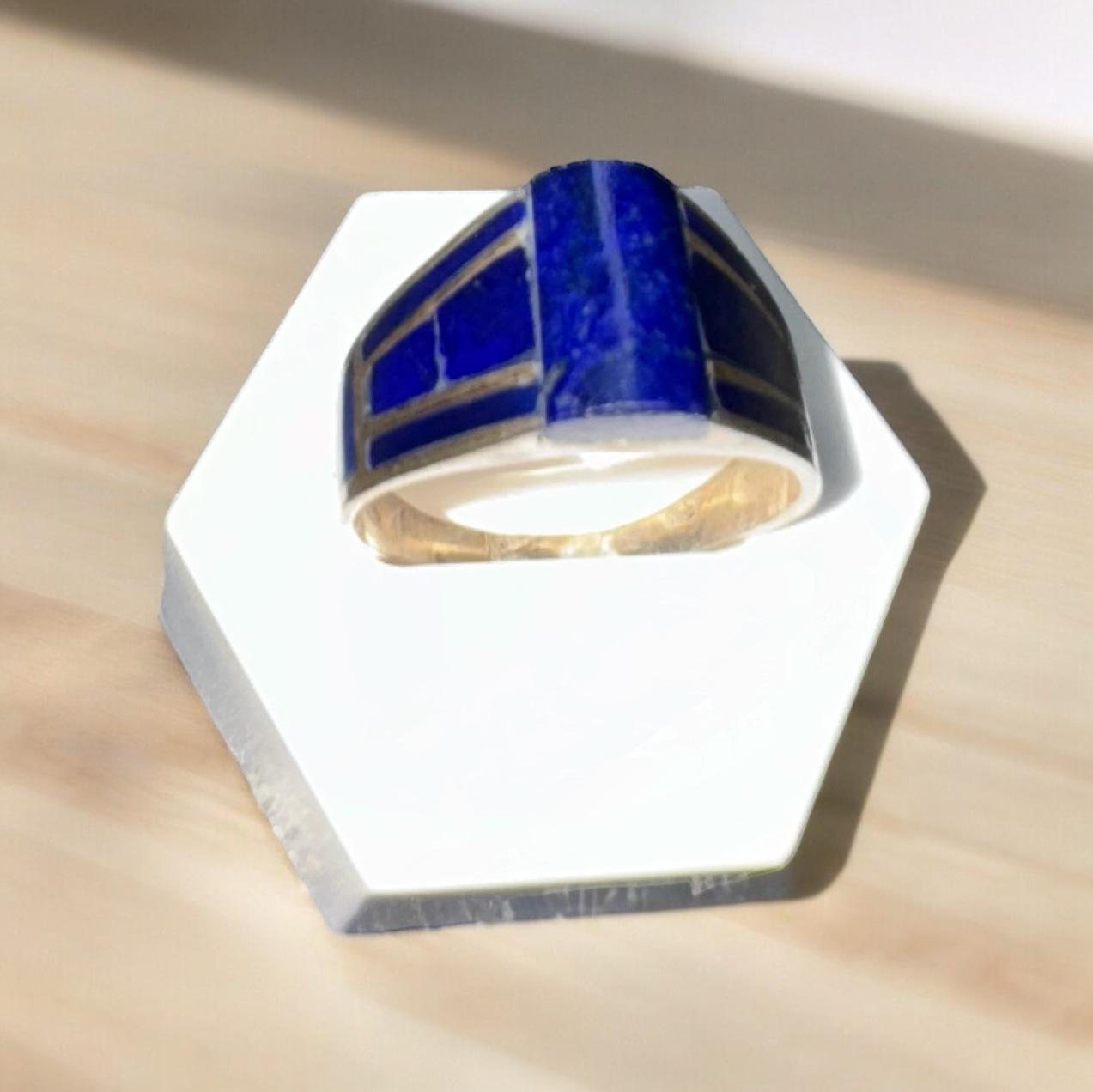 Lapislazuli 925 er Silberring Ring Größe 62